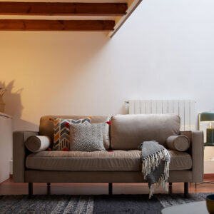 Taupe velvet 3 seaters Debra sofa